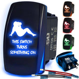 Waterproof Funny Rocker Switch - 12V ON/Off, LED Backlit with Custom Etched Design | R1 Industries