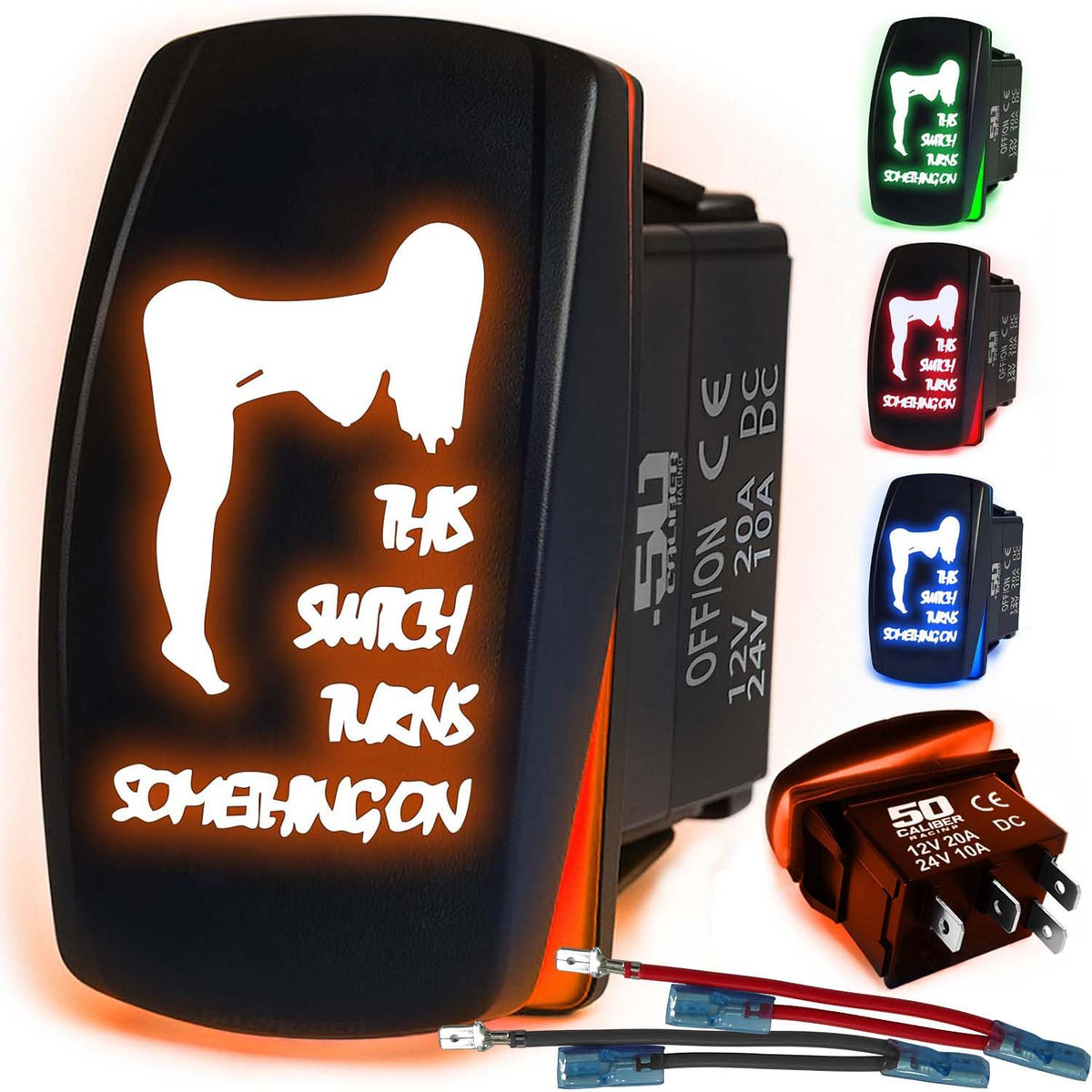 Waterproof Funny Rocker Switch - 12V ON/Off, LED Backlit with Custom Etched Design | R1 Industries