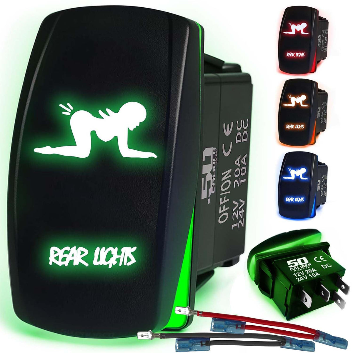 Waterproof Funny Rocker Switch - 12V ON/Off, LED Backlit with Custom Etched Design | R1 Industries