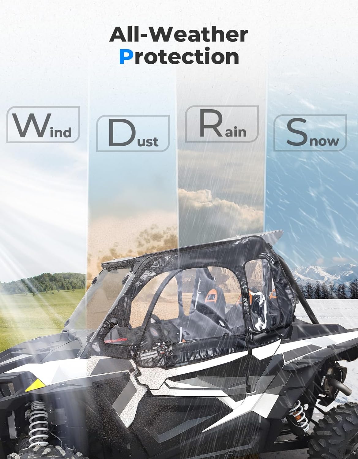 Photo of Soft Cab Enclosure Upper Windows for 2014+ Polaris RZR XP 1000/Turbo by Kemimoto - Premium for UTVs / Side by Sides
