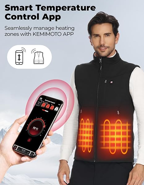 Photo of Men's Heated Vest by APP Temp Control for Skiing Hiking Hunting by Kemimoto - Premium for UTVs / Side by Sides