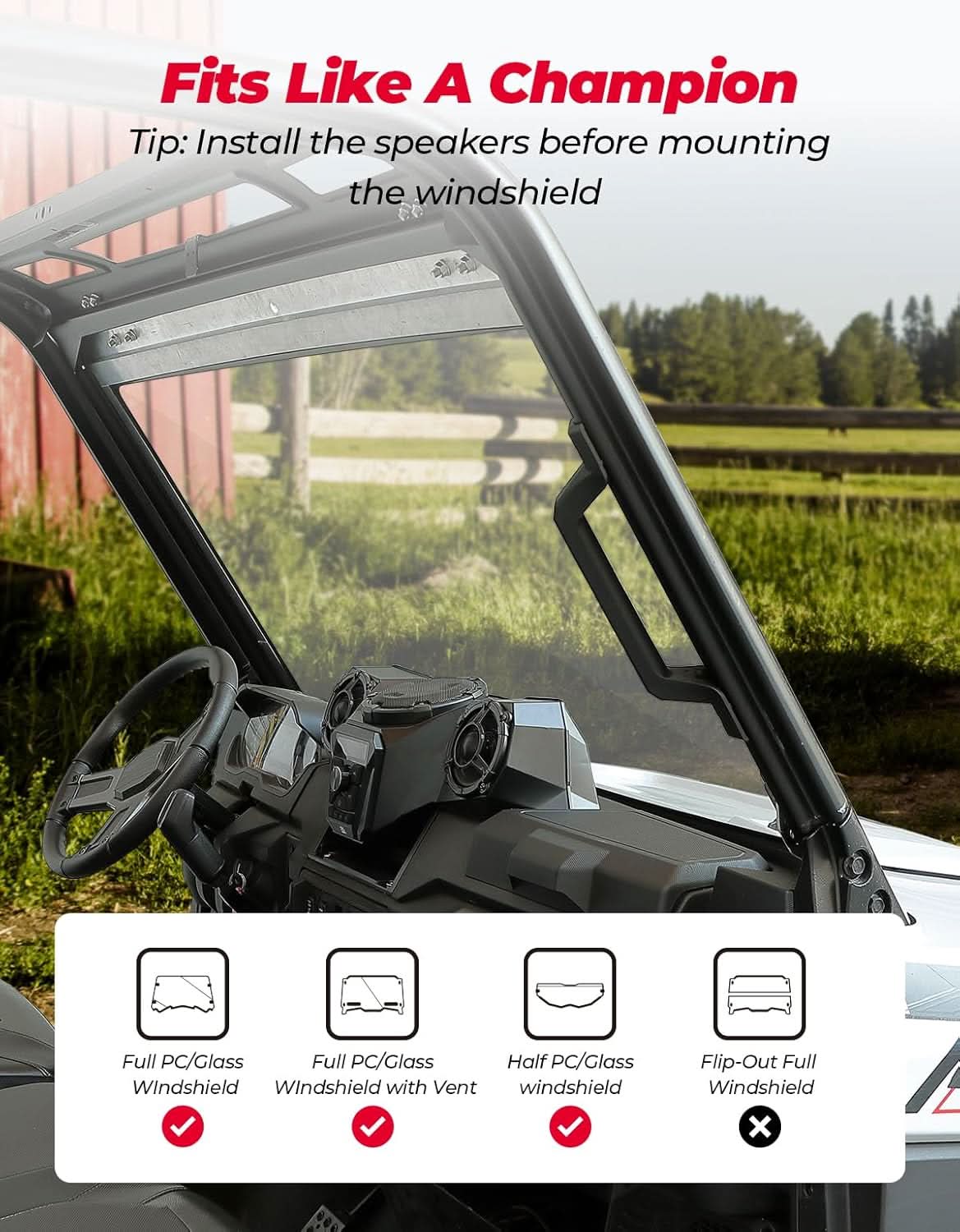 Photo of UTV 3-Speaker Audio Kit For Ranger 1000|1000 XP 1000|XP Crew by Kemimoto - Premium for UTVs / Side by Sides