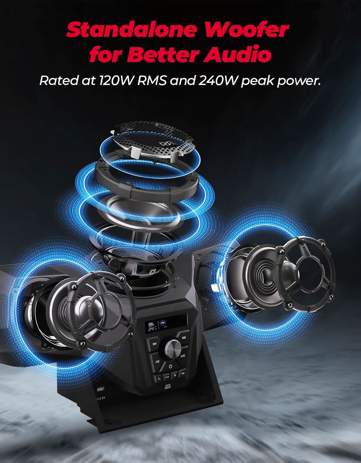 Photo of UTV 3-Speaker Audio Kit For Ranger 1000|1000 XP 1000|XP Crew by Kemimoto - Premium for UTVs / Side by Sides