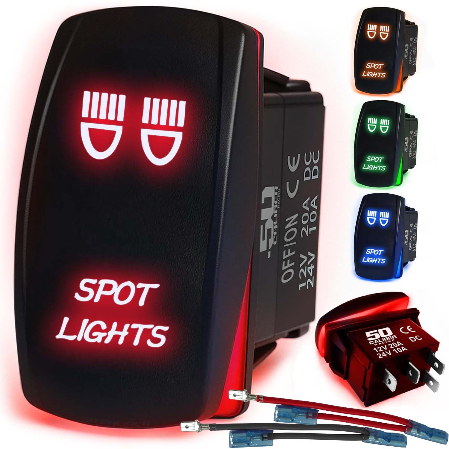 Waterproof Funny Rocker Switch 12v ON/Off, LED Backlit with Etched Design w/Toggle Switch 12v - UTV, Auto, Boat 20A Variation