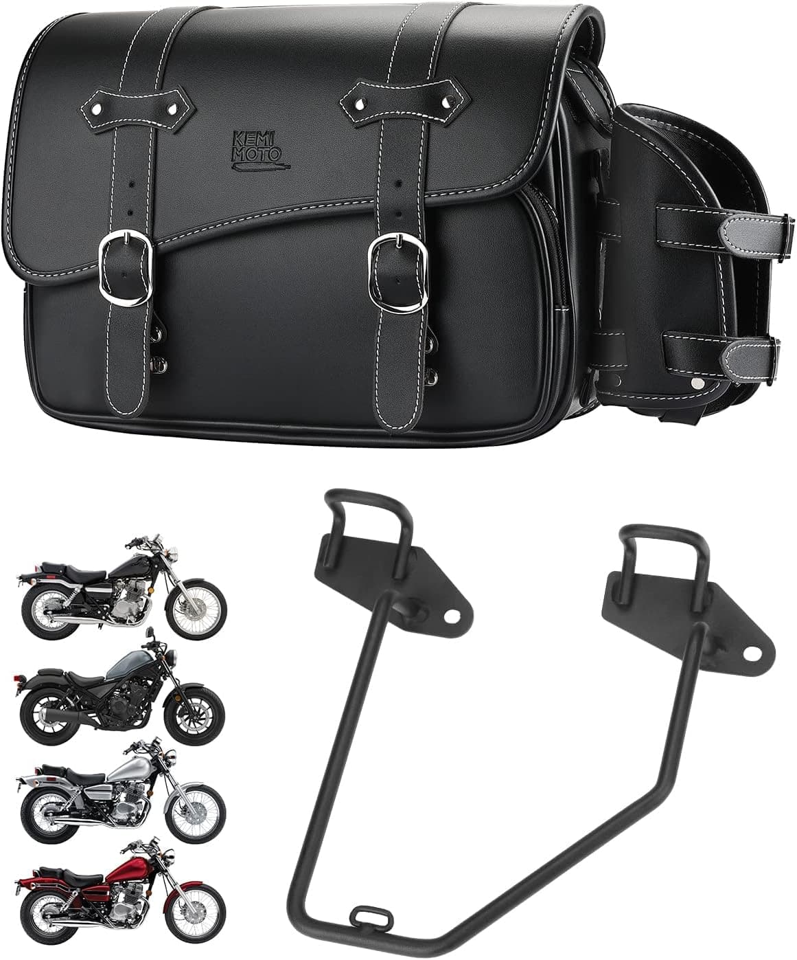 Photo of Motorcycle Leather Saddlebag for Rebel 250,300,500 by Kemimoto - Premium for UTVs / Side by Sides