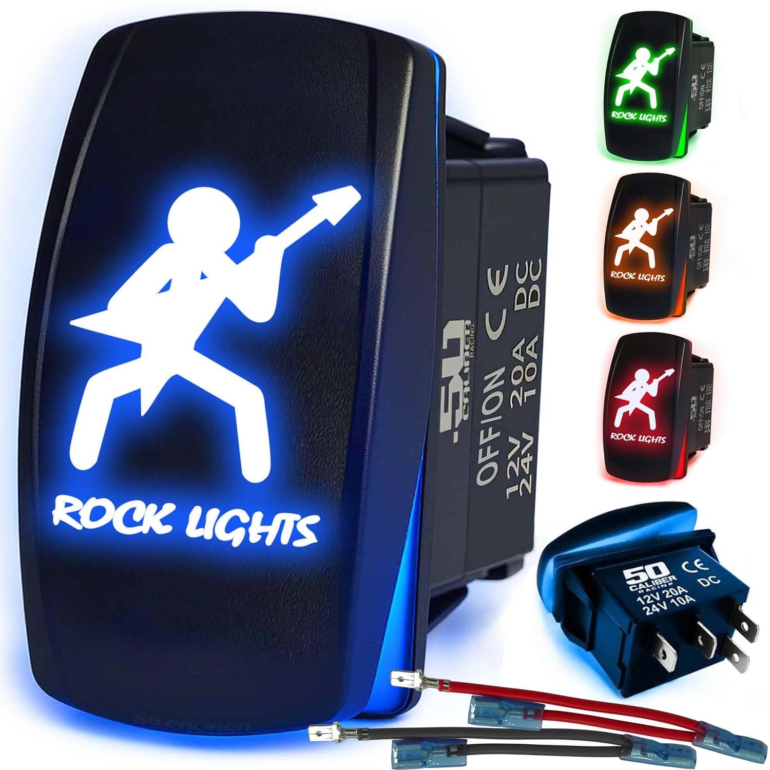 Waterproof Funny Rocker Switch 12v ON/Off, LED Backlit with Etched Design w/Toggle Switch 12v - UTV, Auto, Boat 20A Variation