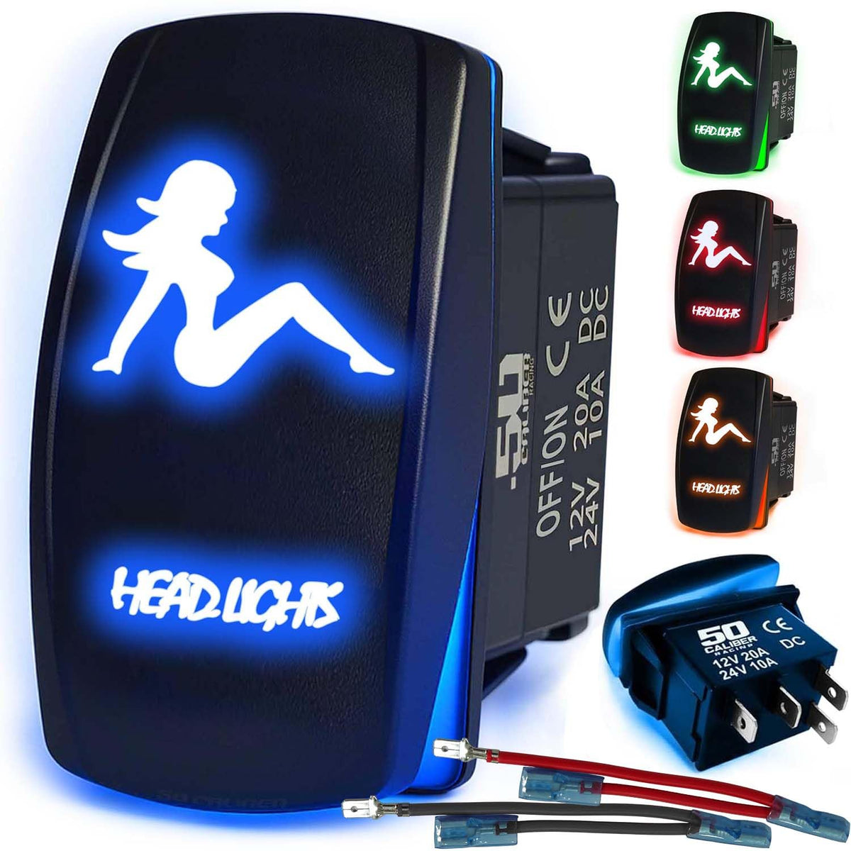Waterproof Funny Rocker Switch - 12V ON/Off, LED Backlit with Custom Etched Design | R1 Industries