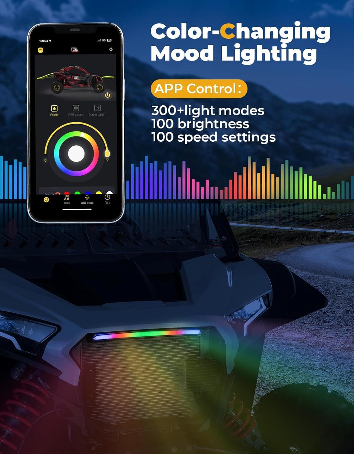 Photo of Kemimoto Front Light Chasing Color Light for Polaris RZR XP 1000 / 4 2024-2025 by Kemimoto - Premium for UTVs / Side by Sides