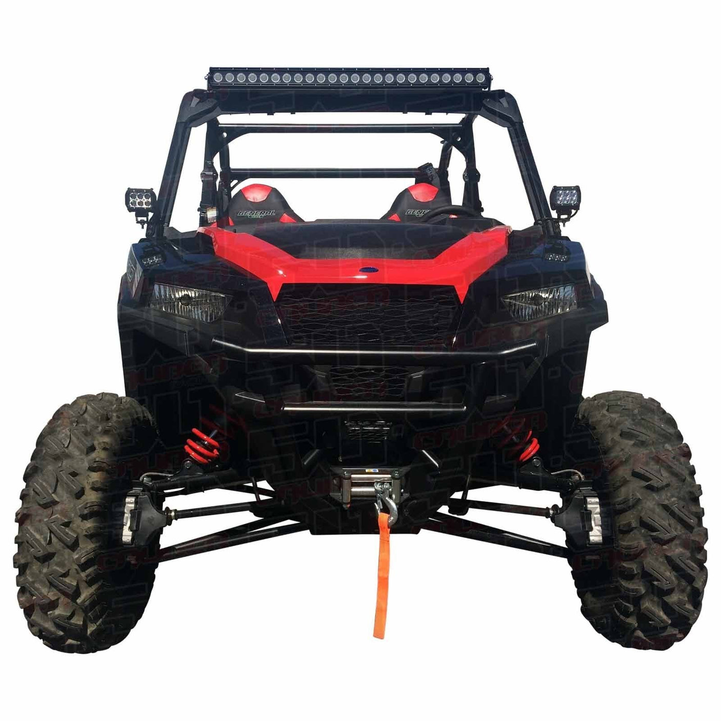 50 Caliber Racing Polaris General LED Light Bar Brackets - Brow Mount + USA Made Steel (2015-2018)