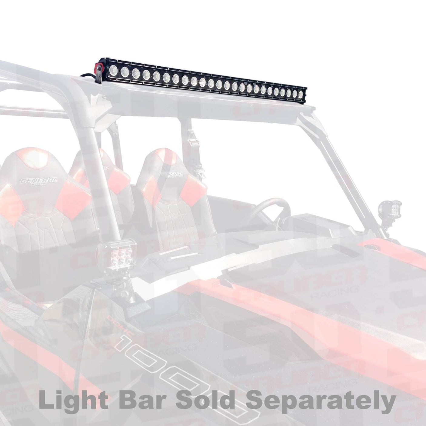 50 Caliber Racing Polaris General LED Light Bar Brackets - Brow Mount + USA Made Steel (2015-2018)