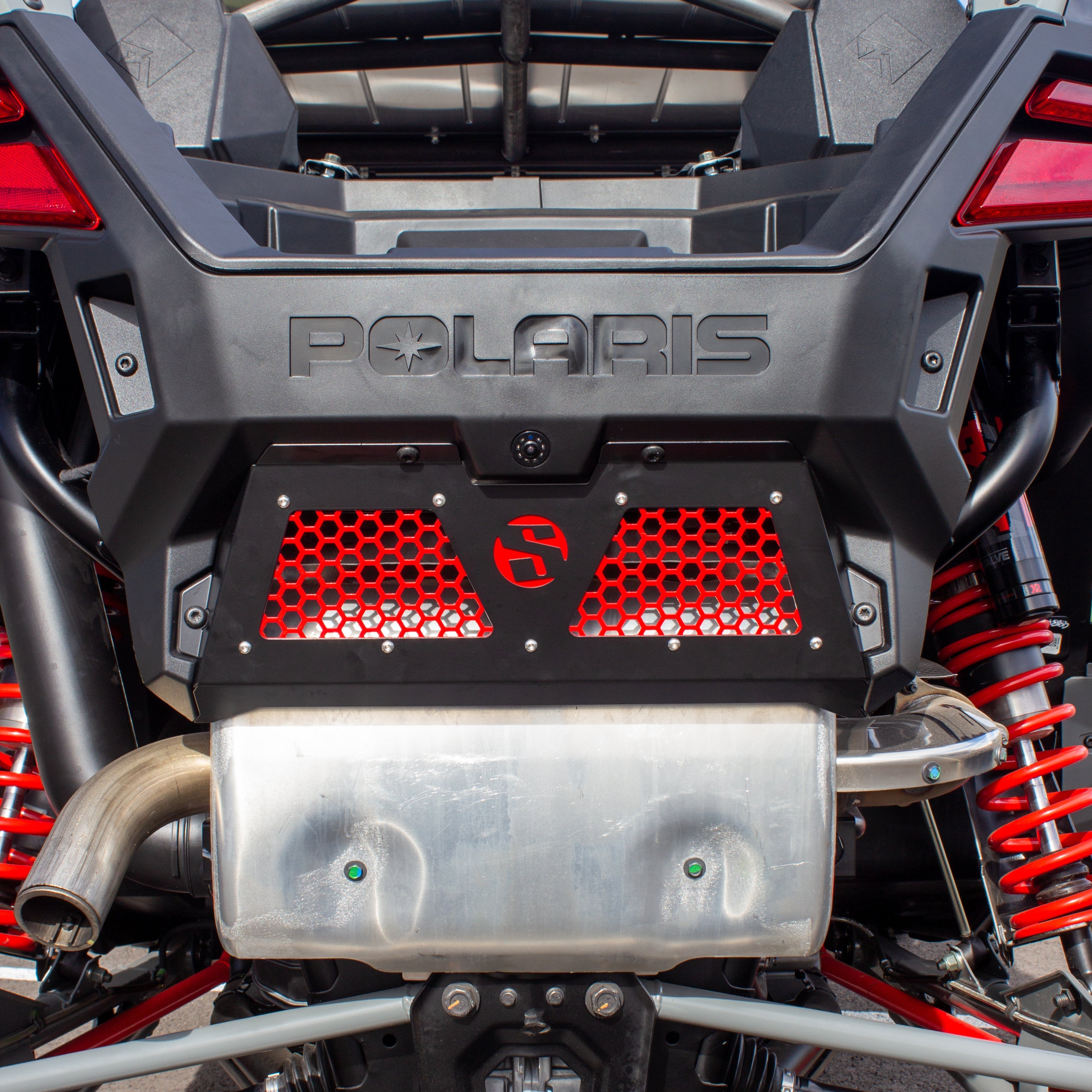 Photo of Polaris Turbo R/Pro XP Rear Exhaust Cover by SDR Motorsports - Premium Exhaust Covers for UTVs / Side by Sides