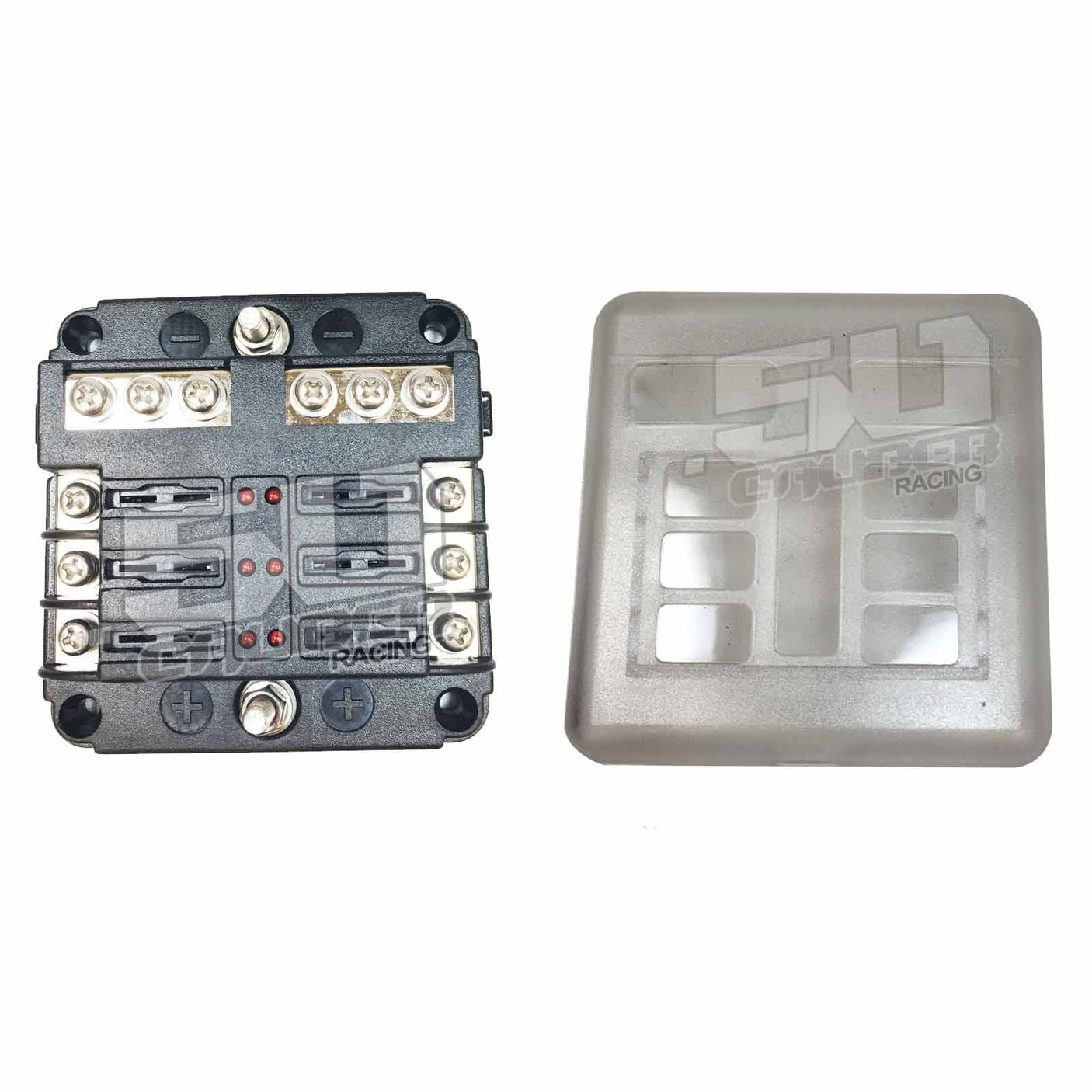 50 Caliber Racing 6 Way Screw 12V Fuse Block with Ground Terminals