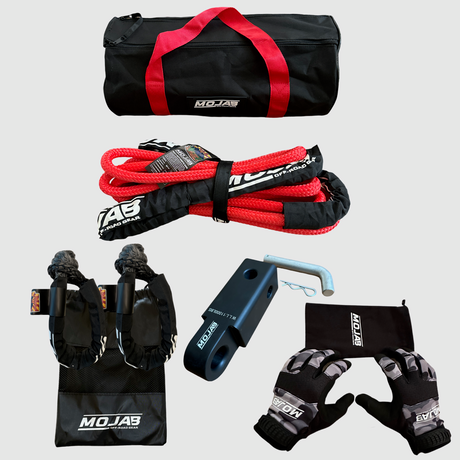 Photo of UTV/ATV Essential Recovery Kit ( 6 items + 2 storage bags+ 1 Velcro tape) *Lifetime Warranty by MOJAB OFFROAD - Premium Recovery Kit for UTVs / Side by Sides