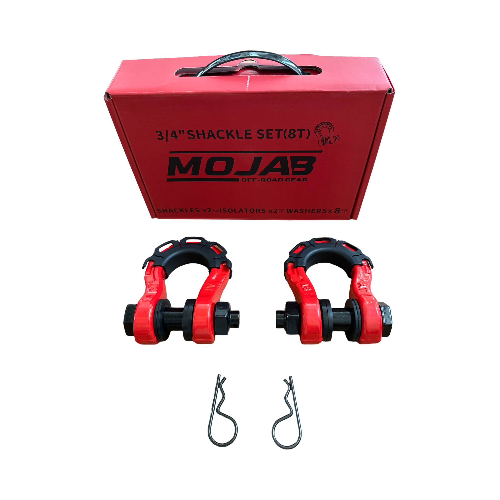 Photo of 3/4” Forged Steel D-shackle set (8T) (LIFE TIME WARRANTY*) by MOJAB OFFROAD - Premium for UTVs / Side by Sides