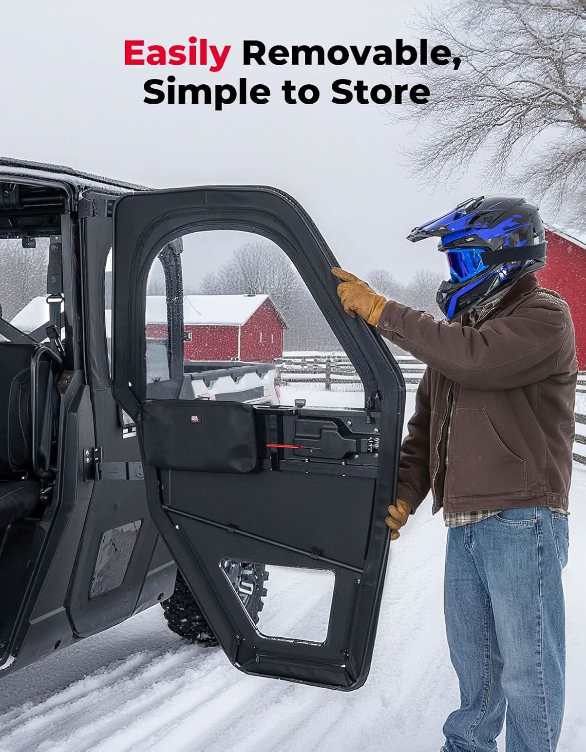 Photo of UTV Doors With Steel Frame for Polaris Ranger CREW XP 1000 2018-2025 by Kemimoto - Premium for UTVs / Side by Sides