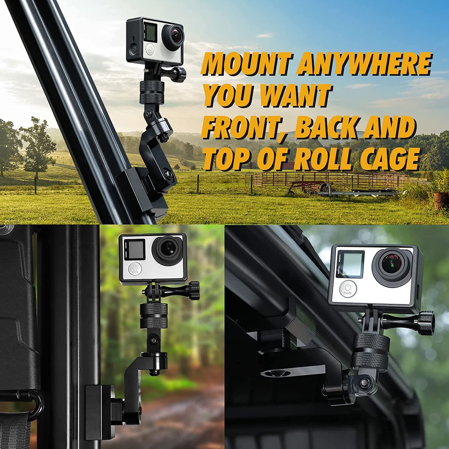 Photo of UTV Pro-Fit Camera Mount for Polaris Ranger / General, Defender /Maverick Trail by Kemimoto - Premium for UTVs / Side by Sides