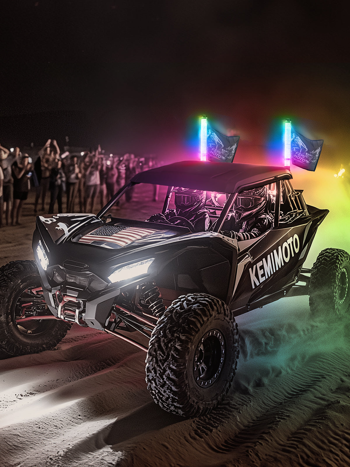 Photo of 2PCS 2FT COB Fat Whip Lights w/Turning Signal Function for UTV ATV Buggy Boat by Kemimoto - Premium for UTVs / Side by Sides