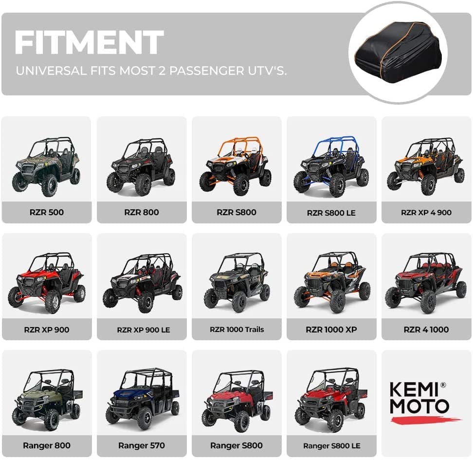 Photo of UTV Cover with Rlective Strip Fit Polaris RZR by Kemimoto - Premium for UTVs / Side by Sides