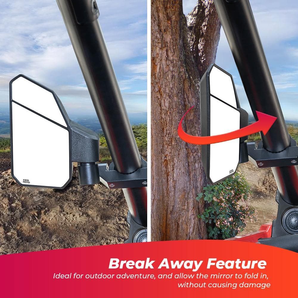 Photo of UTV 1.6"-2" Side Mirrors for Polaris RZR, Pioneer, Can Am Maverick X3 by Kemimoto - Premium for UTVs / Side by Sides