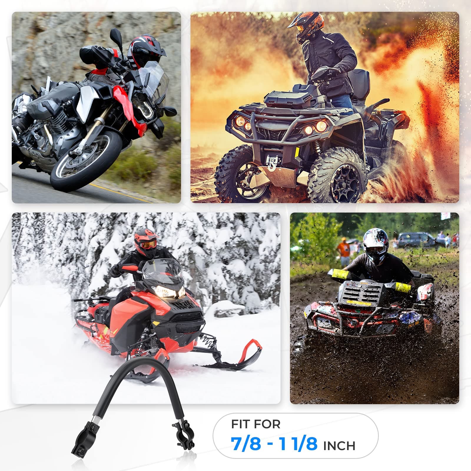 Photo of Universal 0.75-1.37 Inch ATV Handelbar Mud Grab Strap by Kemimoto - Premium for UTVs / Side by Sides