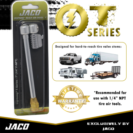 Photo of Lightning™ T-Series Tire Air Chuck | Open Flow, 1/4" F-NPT by JACO - Premium Air Chuck for UTVs / Side by Sides