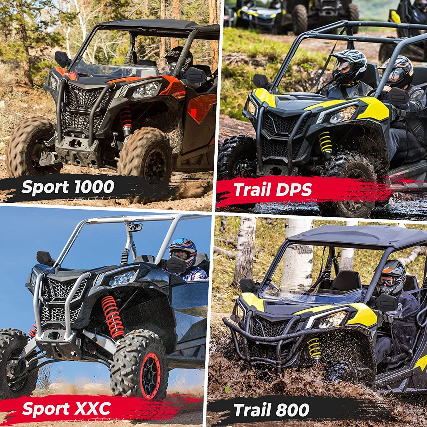 Photo of One Pair Side Mirrors for Can-Am Commander 700 & 1000R 2021+ by Kemimoto - Premium for UTVs / Side by Sides