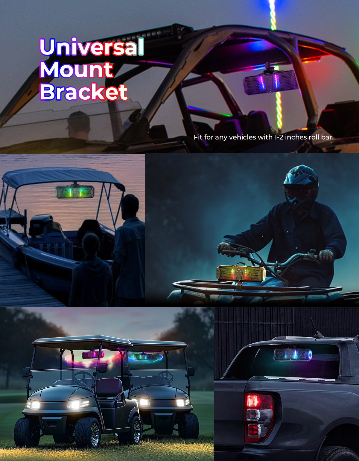 Photo of KEMIMOTO Midnight 40B 16'' 2-Speaker Louder RGB UTV Sound Bar (Built-in Battery) by Kemimoto - Premium for UTVs / Side by Sides