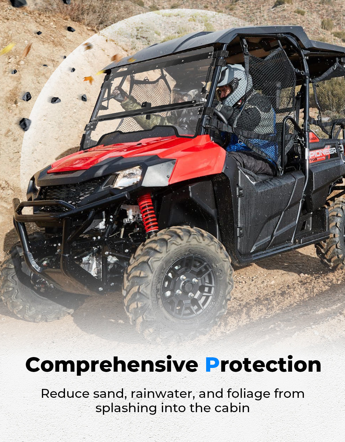 Photo of UTV Flip Up Windshield for Pioneer 700/700-4 2014-2025 by Kemimoto - Premium for UTVs / Side by Sides