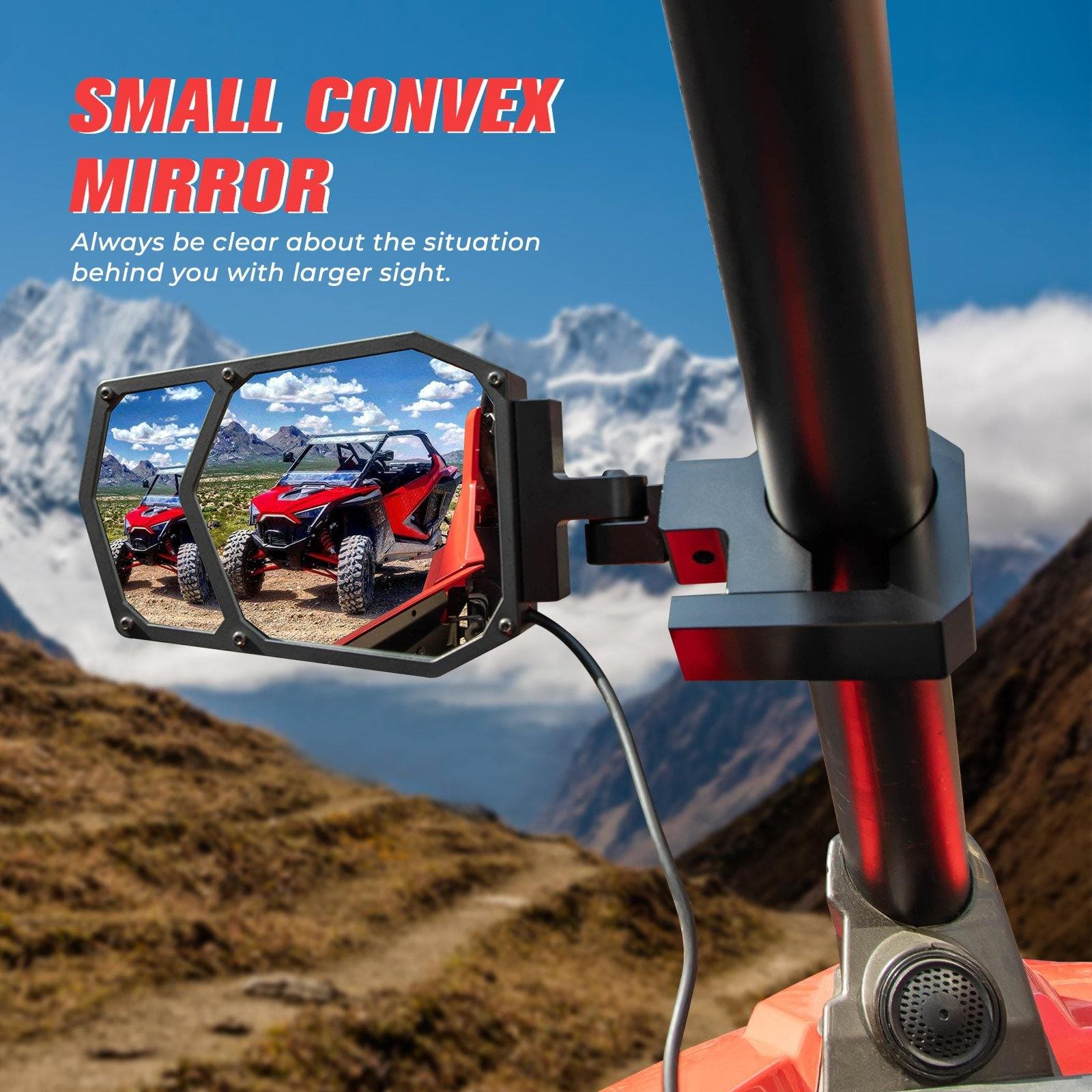 Photo of UTV Side Mirrors with light fit 1.5" - 2" Roll Bar by Kemimoto - Premium for UTVs / Side by Sides