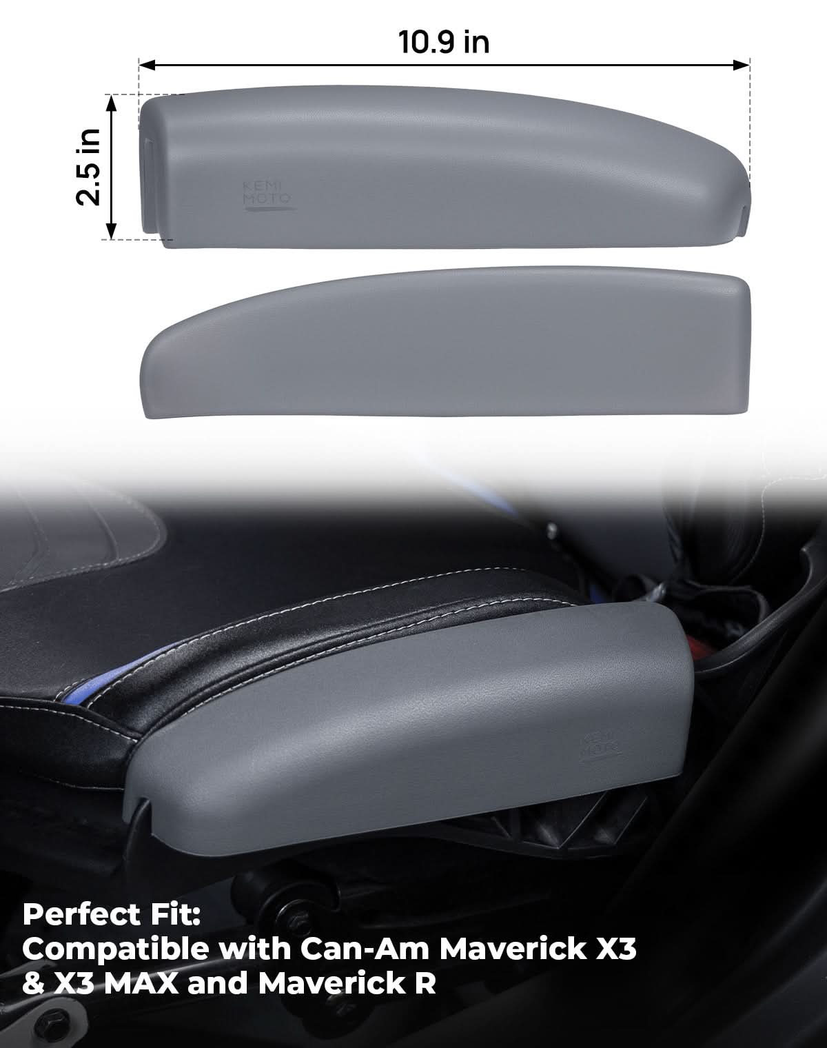 Photo of UTV Seat Side Cushions – Fits 2017–2025 Can-Am Maverick X3 MAX & Maverick R, PU Foam Thigh Suppor by Kemimoto - Premium for UTVs / Side by Sides
