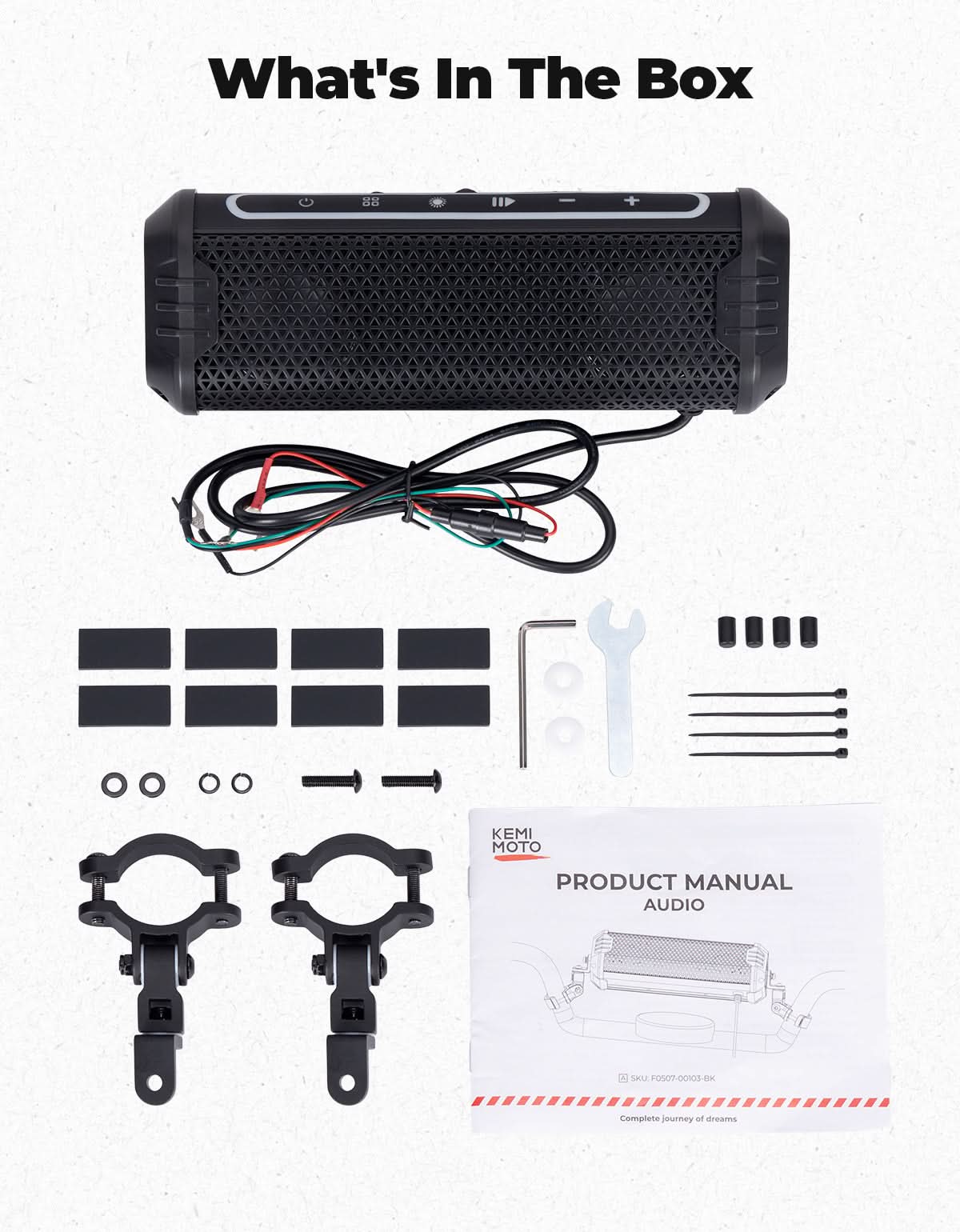 Photo of Motorcycle Bluetooth Speakers Waterproof ATV Sound Bar with AUX USB and RGB Lighting by Kemimoto - Premium for UTVs / Side by Sides