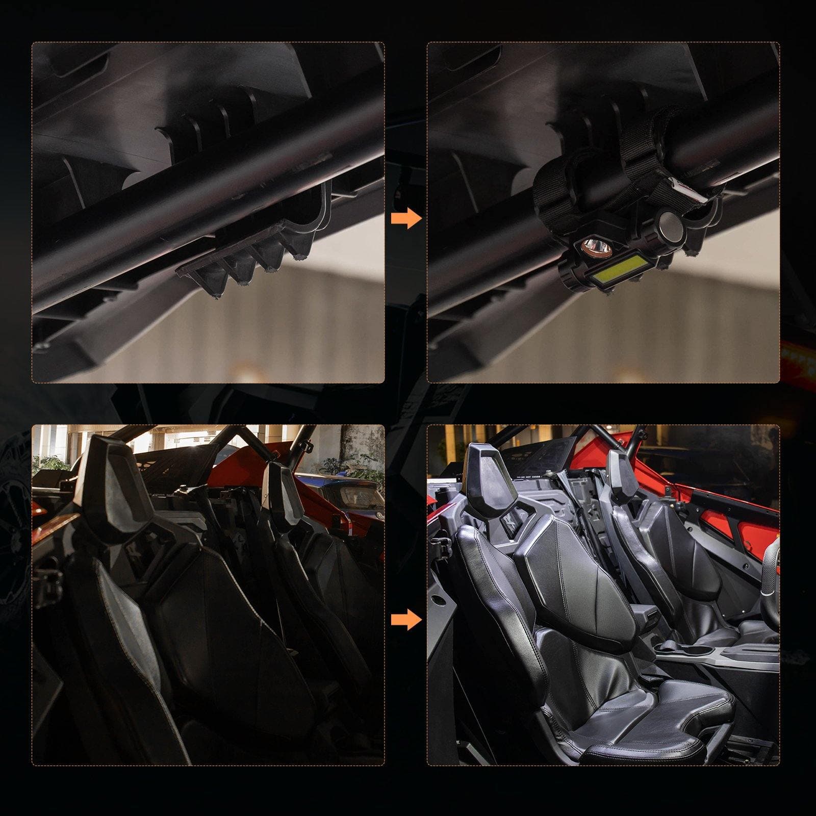 Photo of UTV Universal Interior Lights for 1.25-2" Roll bar by Kemimoto - Premium for UTVs / Side by Sides