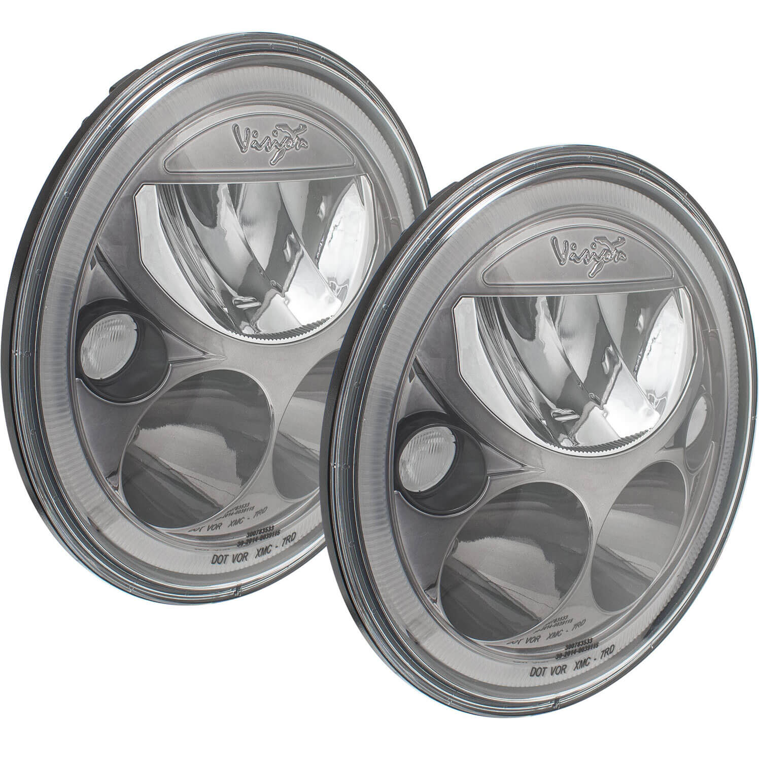 Photo of 7" VX Series LED Headlight Kit - Black Chrome | Amber Halo by Vision X Off-Road - Premium LED Headlight for UTVs / Side by Sides