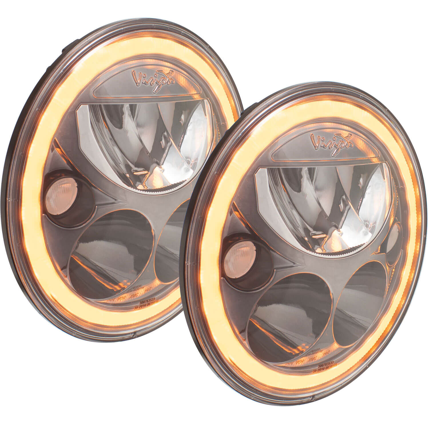Photo of 7" VX Series LED Headlight Kit - Black Chrome | Amber Halo by Vision X Off-Road - Premium LED Headlight for UTVs / Side by Sides