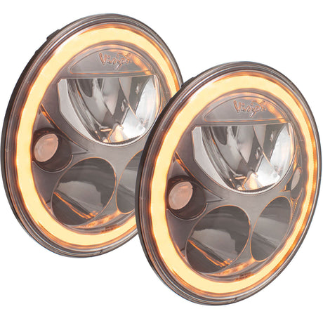 Photo of 7" VX Series LED Headlight Kit - Black Chrome | Amber Halo by Vision X Off-Road - Premium LED Headlight for UTVs / Side by Sides