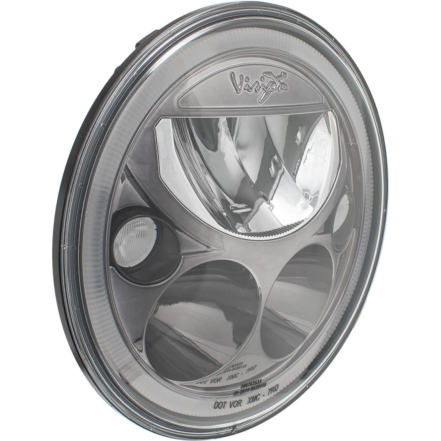 Photo of Single 7" Round Black Chrome Amber Halo VX Headlight (with Low-High-Halo) by Vision X Off-Road - Premium LED Headlight for UTVs / Side by Sides