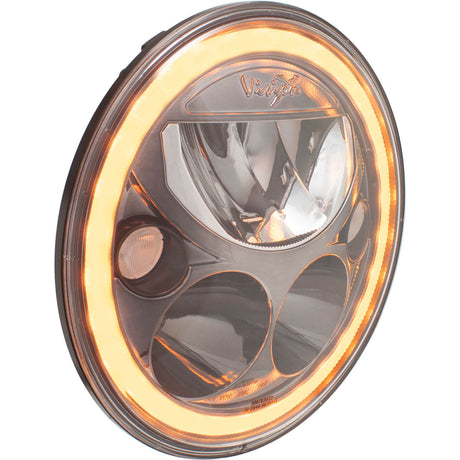 Photo of Single 7" Round Black Chrome Amber Halo VX Headlight (with Low-High-Halo) by Vision X Off-Road - Premium LED Headlight for UTVs / Side by Sides