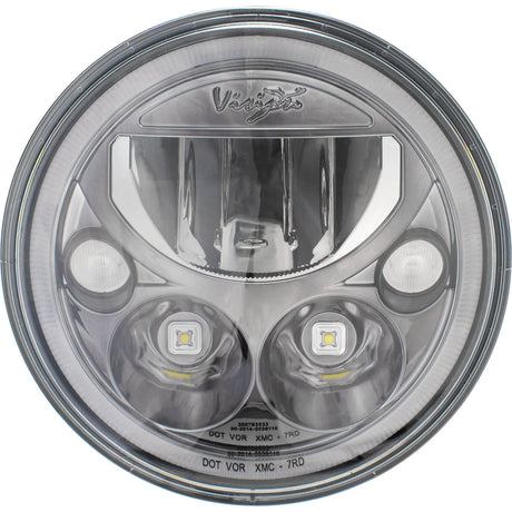 Photo of Single 7" Round Black Chrome VX Headlight (with Low-High-Halo) by Vision X Off-Road - Premium LED Headlight for UTVs / Side by Sides