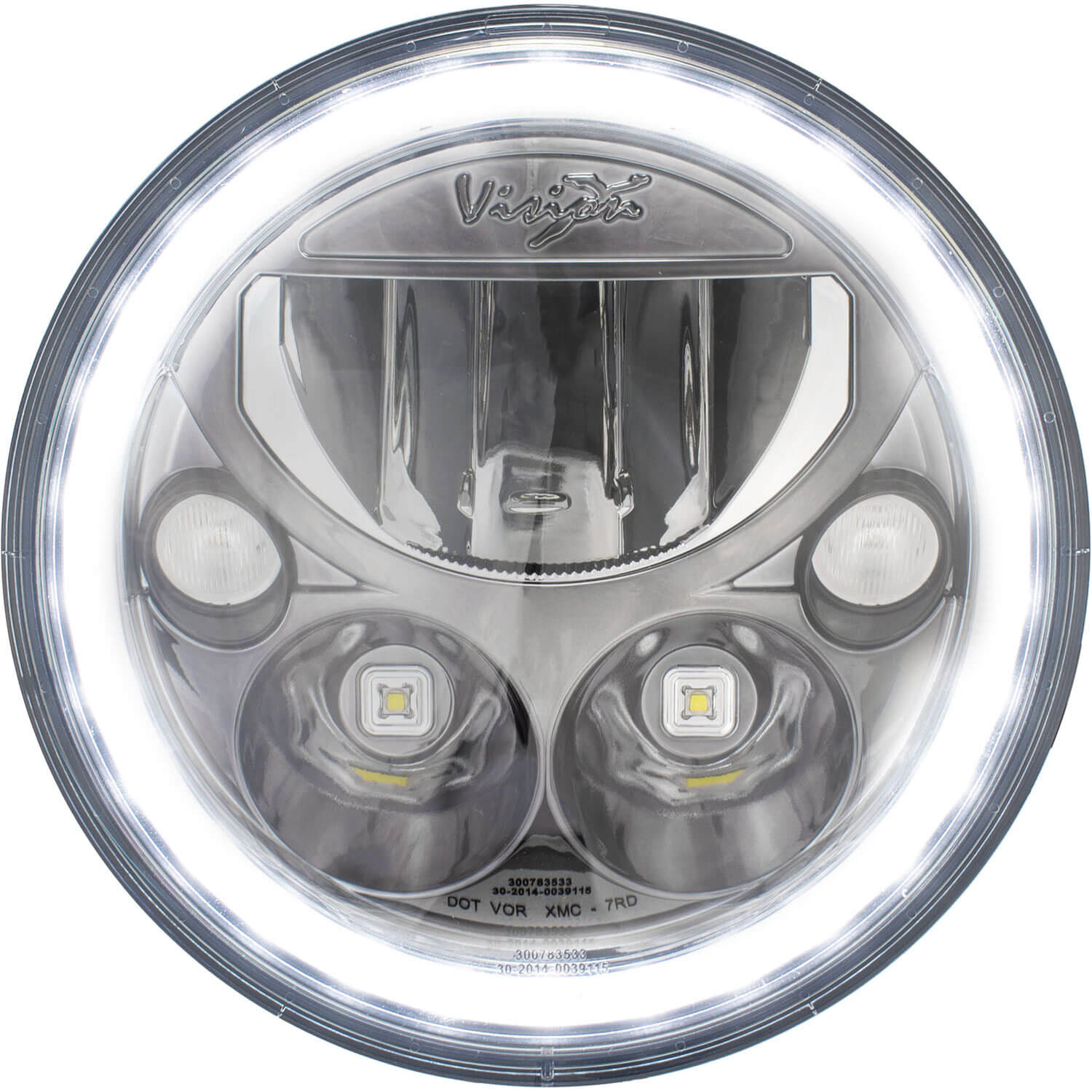 Photo of Single 7" Round Black Chrome VX Headlight (with Low-High-Halo) by Vision X Off-Road - Premium LED Headlight for UTVs / Side by Sides