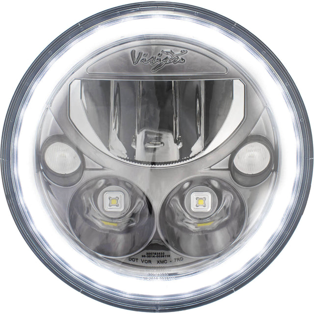 Photo of Single 7" Round Black Chrome VX Headlight (with Low-High-Halo) by Vision X Off-Road - Premium LED Headlight for UTVs / Side by Sides