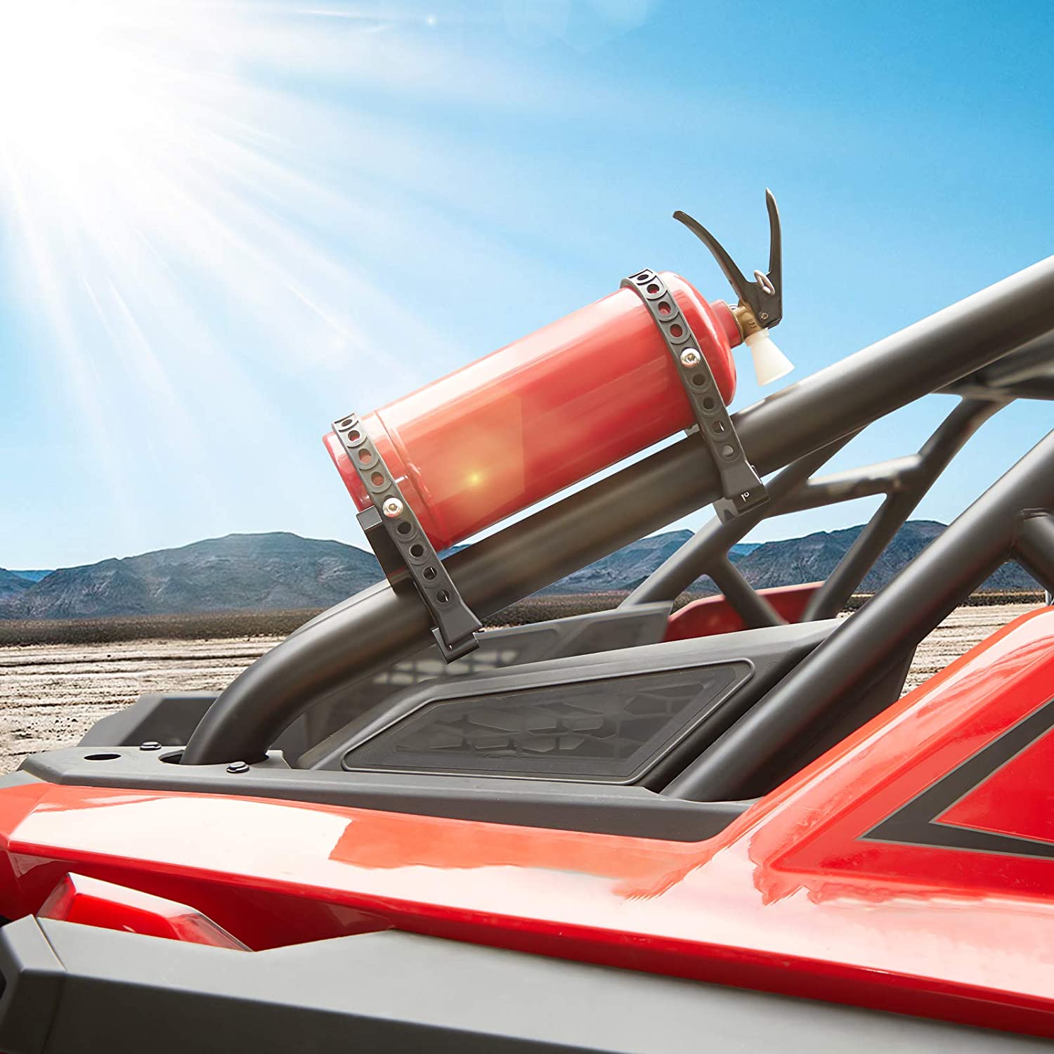 Photo of UTV Fire Extinguisher Holder Fit Polaris RZR, Can Am X3, Kawasaki Teryx by Kemimoto - Premium for UTVs / Side by Sides