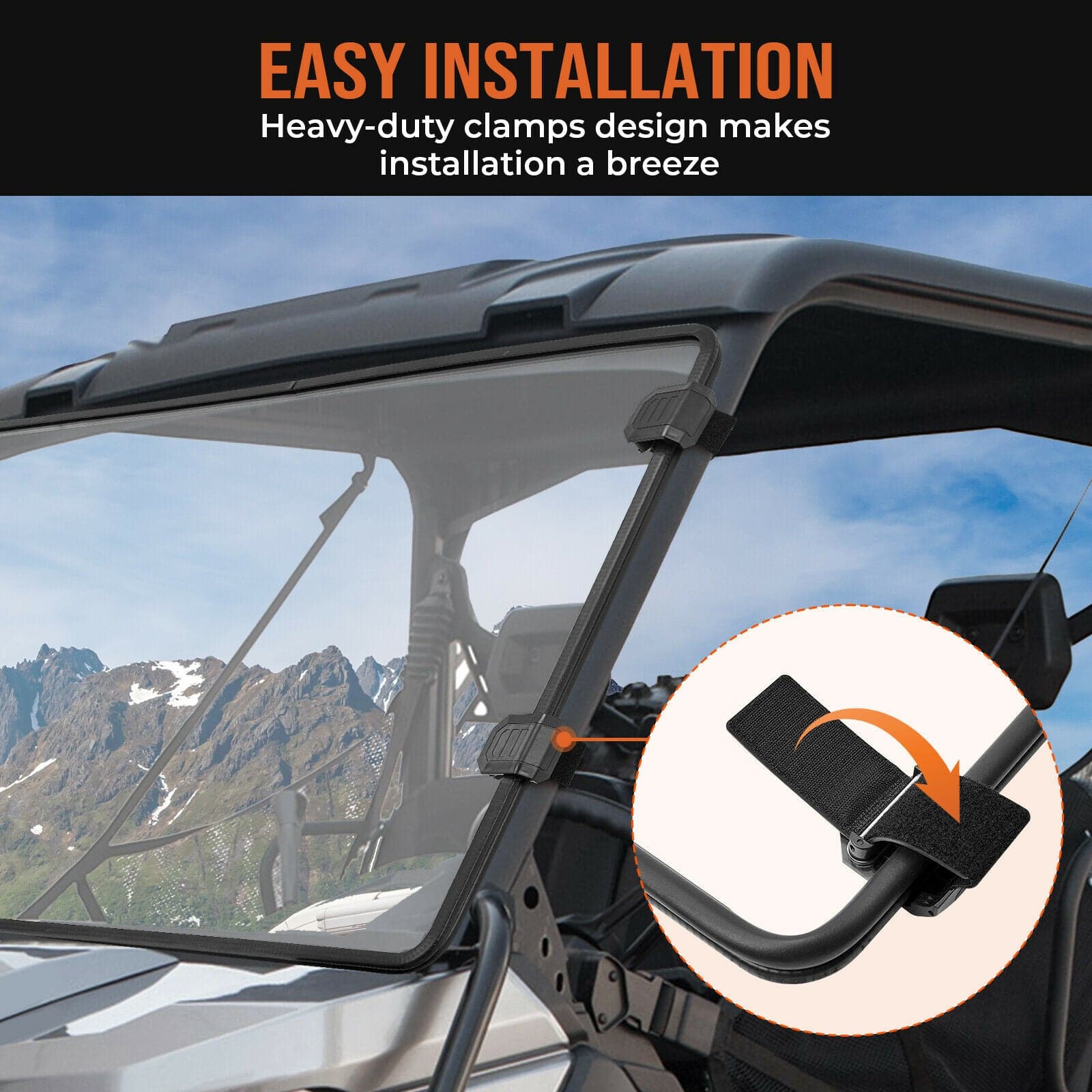 Photo of Front Full Windshield for Can Am Defender HD 5 /8 /10 /MAX by Kemimoto - Premium for UTVs / Side by Sides