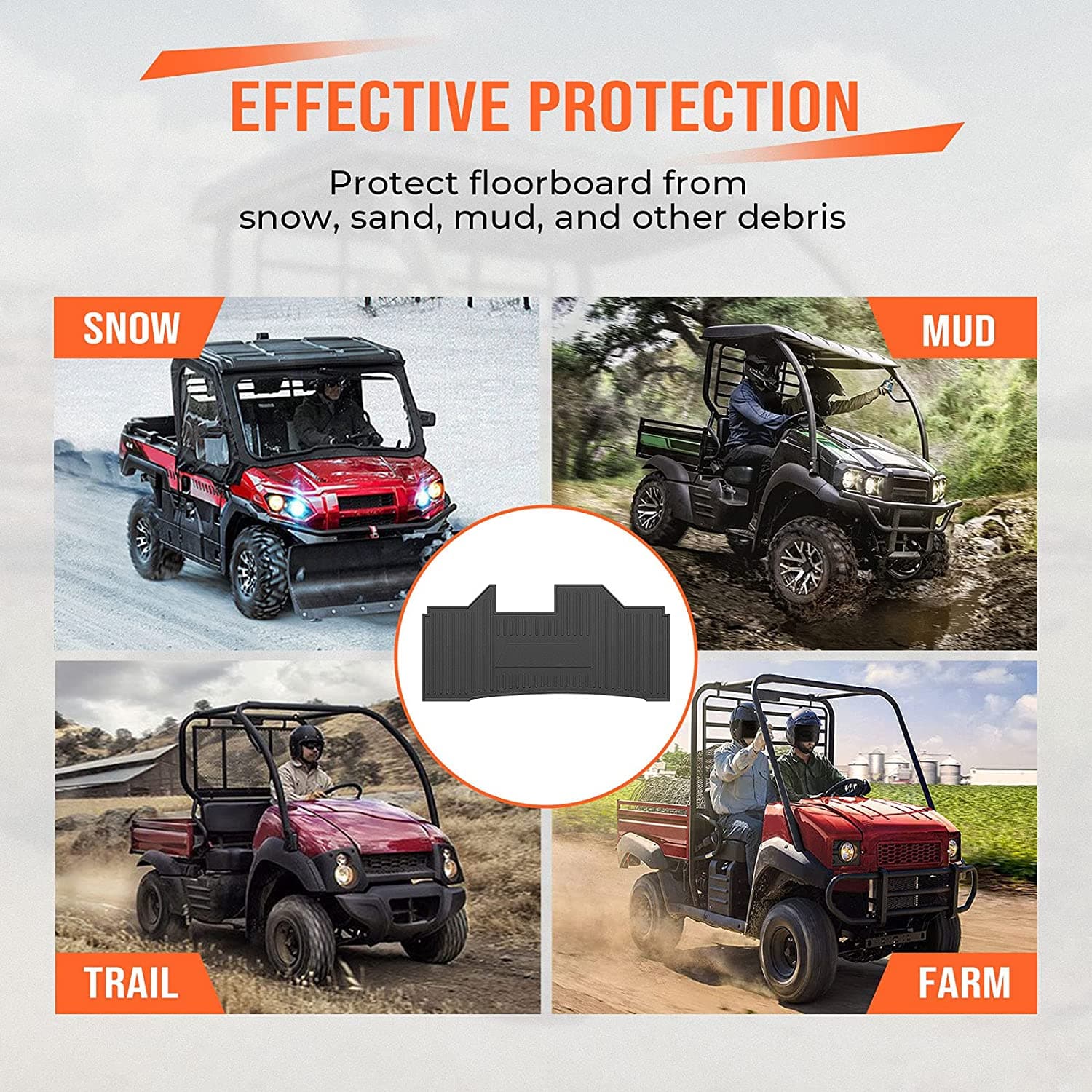 Photo of Front Floor Mat Liner for Kawasaki Mule by Kemimoto - Premium for UTVs / Side by Sides