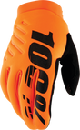 100% Brisker Youth Cold Weather Riding Gloves - Fluorescent Orange/Black, Large