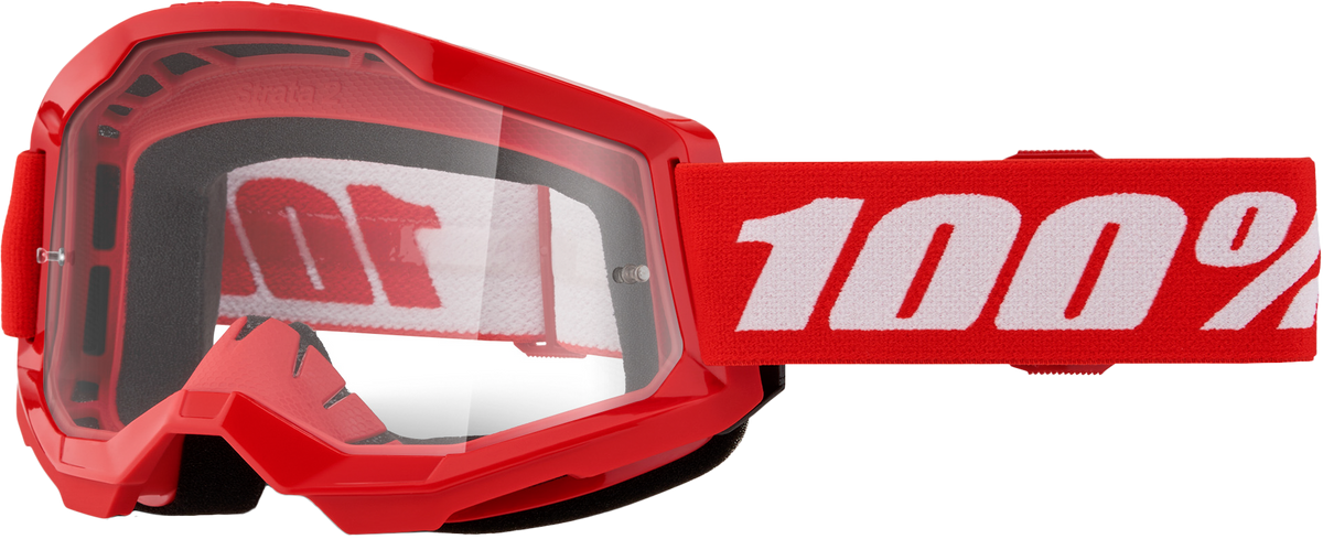 100% Strata 2 Goggles - Red Clear Lens