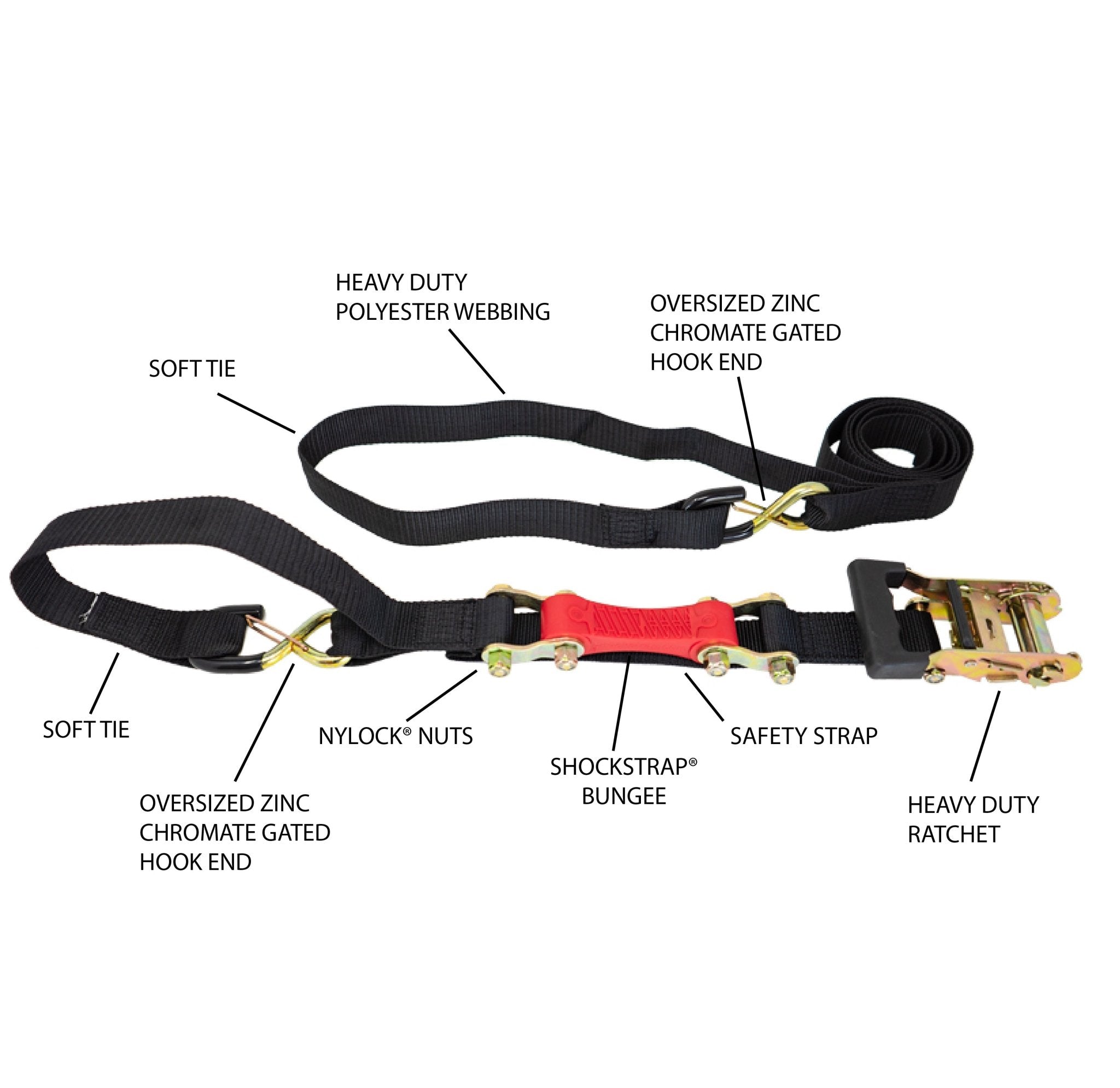 Photo of 7ft x 1.5in ShockStrap Ratchet Strap, 1k WLL, - Wholesale by ShockStrap - Premium for UTVs / Side by Sides