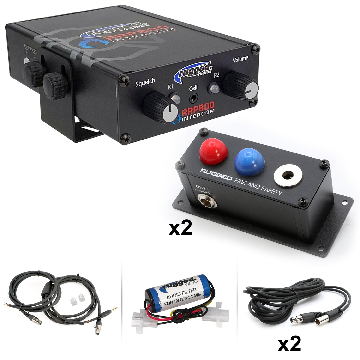 Photo of Fire and Safety 2-Person Dual Radio Intercom Kit by Rugged Radios - Premium for UTVs / Side by Sides