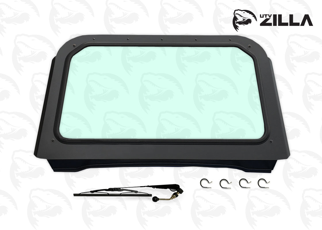 Photo of Black RZR 570, 800, XP900 Full Glass Windshield with Wiper by UTVZILLA - Premium for UTVs / Side by Sides