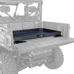 DRT aluminum bed drawer installed in the cargo bed of a CFMOTO UFORCE U10 XL
