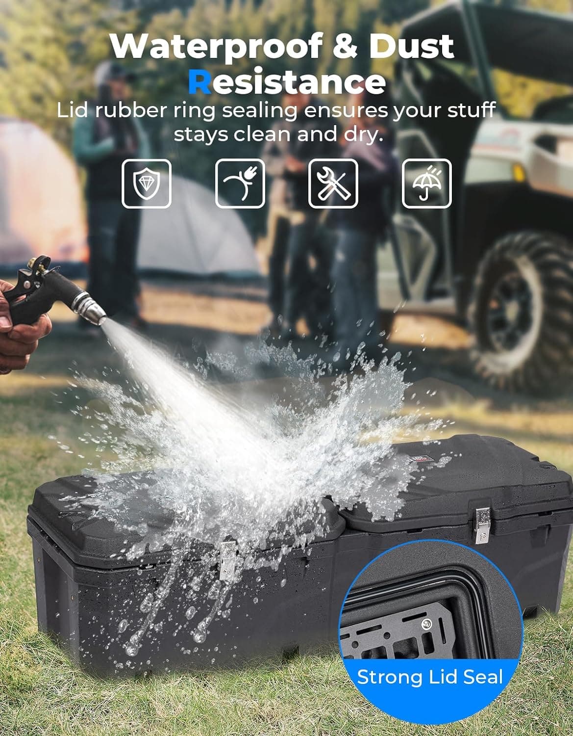 Photo of UTV Bed Box 29GAL for Polaris Ranger 1000 / XP 1000 / CREW 2018-2024 by Kemimoto - Premium for UTVs / Side by Sides